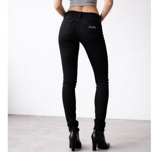 Stella McCartney Skinny Jeans Womens 26 Black Excellent Embroidered Logo Italy‎
